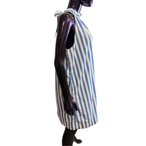 J. Crew  Factory Women's Size 14 Blue Striped Mini Shift Dress Sleeveless Casual - Picture 2 of 8
